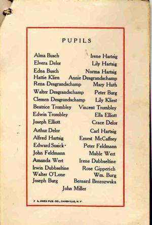 Center Line Public School 1906 pupils Busch Delor Klein Desgrandchamps Trombley Elliott Susick Feldmann Wert Dubbelstine O'Lone Burg Huth Kliest McCaffrey Gipperich Brozowski Miller